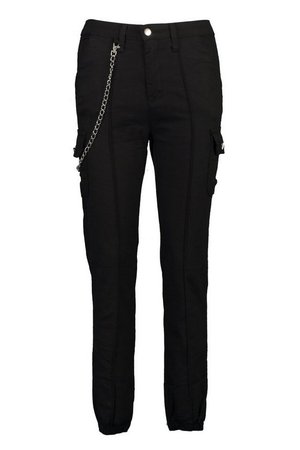 Chain Detail Fitted Cargo Pants | Boohoo