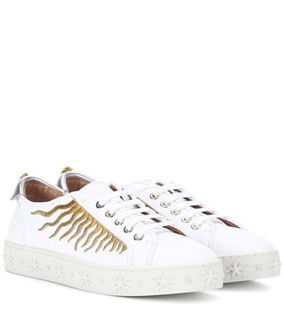 Surflask embroidered leather sneakers