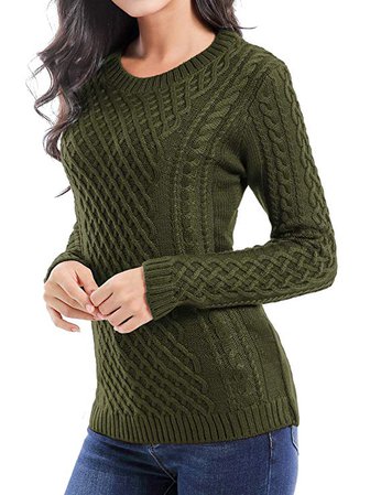 v28 Women Crew Neck Knit Stretchable Elasticity Long Sleeve Sweater Jumper Pullover at Amazon Women’s Clothing store