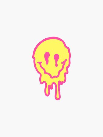 "Pink/Yellow Drippy Smiley Face" Sticker by larakoelliker | Redbubble
