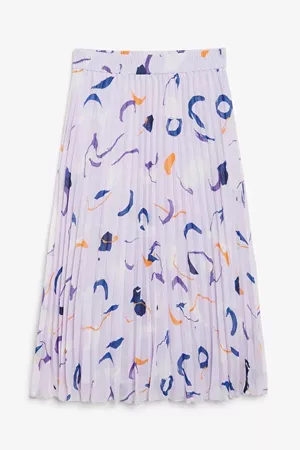 Pleated midi skirt - Purple abstract print - Midi skirts - Monki WW