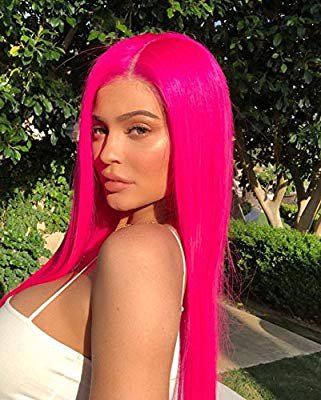 Amazon.com : Sapphirewigs Rose Red Color Straight Type Heat Resistant Hair Perruque Women Beauty Blogger Comgirl Daily Makeup Party Present Synthetic Lace Front Wigs : Beauty