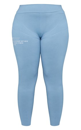 Plus Steel Blue Stitch Detail Gym Leggings | PrettyLittleThing USA