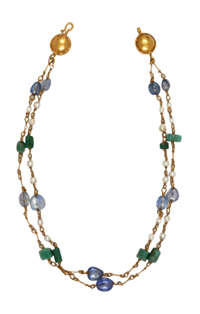 5th century Gold necklace with emeralds, sapphires, and pearls, Byzantine, from Dumbarton Oaks