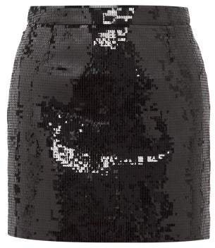 Sequinned Mini Skirt - Womens - Black
