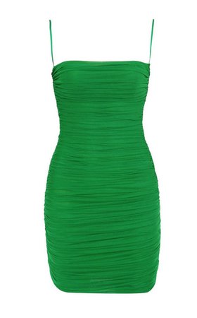 green tight mesh see-through dress with straps