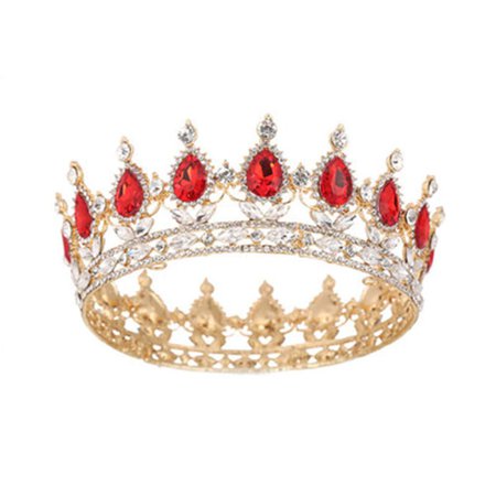 Amazon.com : ZE XUAN Vintage Royal Queen Teardrop Rhinestone Diadem Tiaras Crown Pageant Prom Diadem Bride Wedding Hair Jewelry Accessories (Gold Red) : Beauty