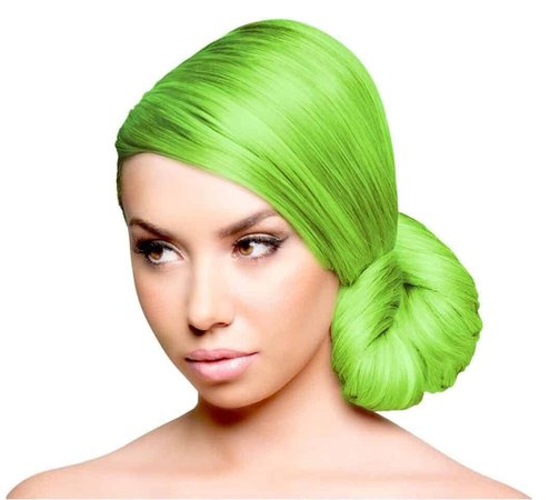 Neon Green Hair Low Bun 1