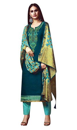 Amazon.com: Ladyline Premium Cotton Salwar Kameez Embroidered with Banarasi Silk Dupatta Partywear Formal Indian Dress: Clothing