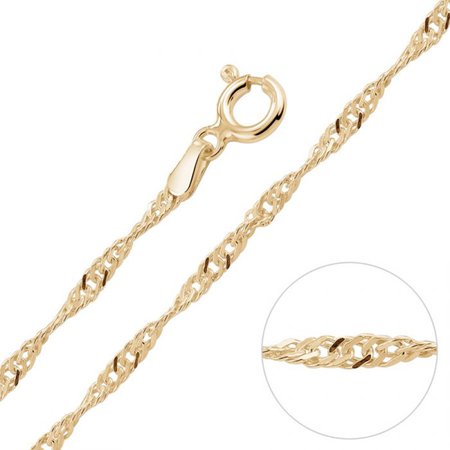 9ct Yellow Gold Plated 2mm Diamond Cut Singapore Chain Necklace