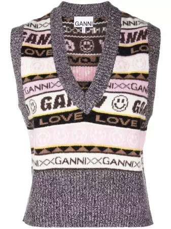 GANNI Graphic Knitted Vest - Farfetch