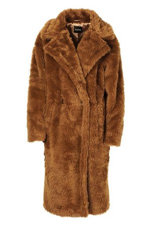 Oversized Teddy Faux Fur Coat | Boohoo brown