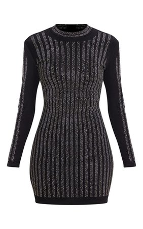 Black Diamante Bodycon Mini Dress - Prettylittlethings