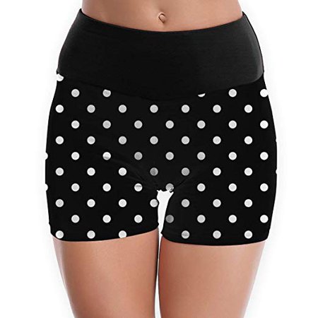 REDCAR Classic White Black Polka Dot  Women's Athletic Yoga Shorts Pants Leggings Tights Non See-Through Yoga Short at Amazon Women’s Clothing store
