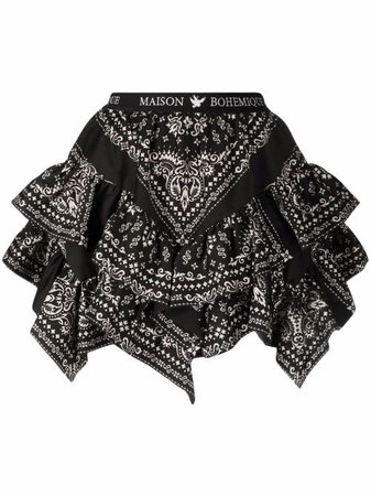 Maison Bohemique bandana-print Ruffled Mini Skirt - Farfetch