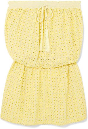 Adela Broderie Anglaise Mini Dress - Yellow