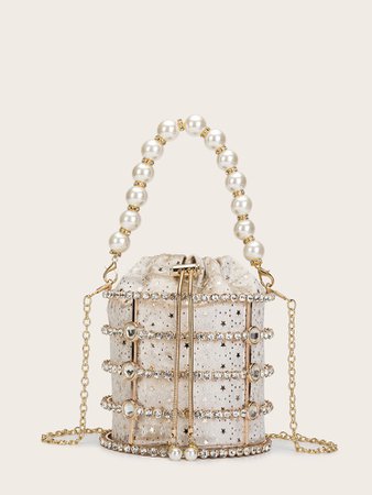 Faux Pearl & Rhinestone Decor Clutch Bag | SHEIN USA