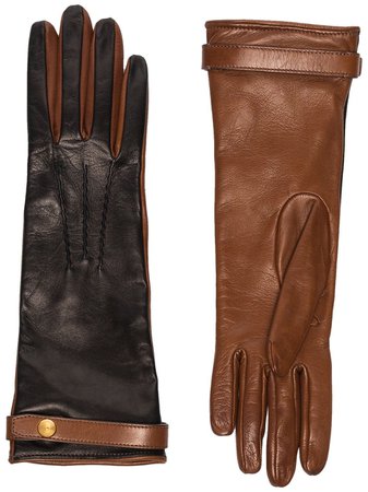 Burberry Two-Tone Panelled Gloves | Farfetch.com