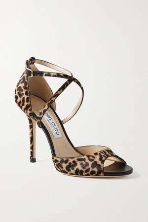 Emsy 100 Leopard-print Calf Hair Sandals - Leopard print