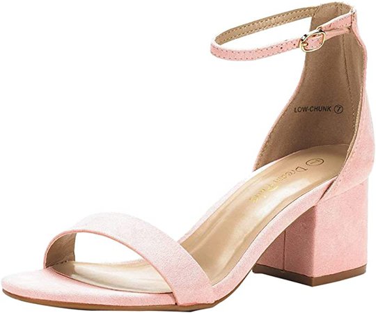 DREAM PAIRS Women's Low-Chunk Low Heel Pump Sandals with Ankle Strap