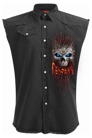 Respawn Sleeveless Stone Washed Worker Black Shirt by Spiral