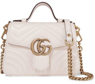 Gg Marmont Mini Quilted Leather Shoulder Bag - White