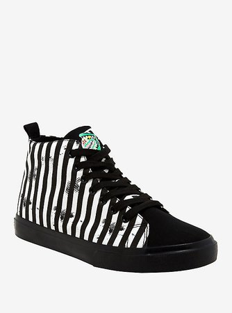 Beetlejuice Black & White Stripe Hi-Top Sneakers