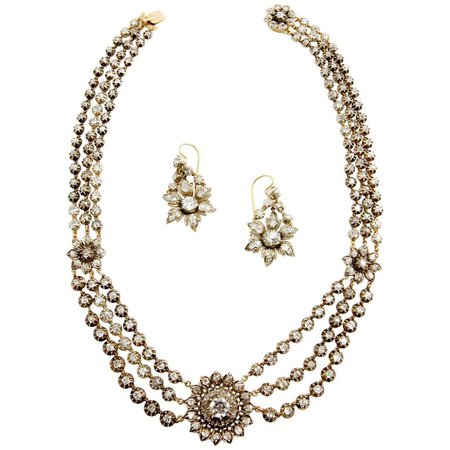Early Victorian Diamond Necklace and Earrings Set, England, circa 1840 For Sale at 1stdibs