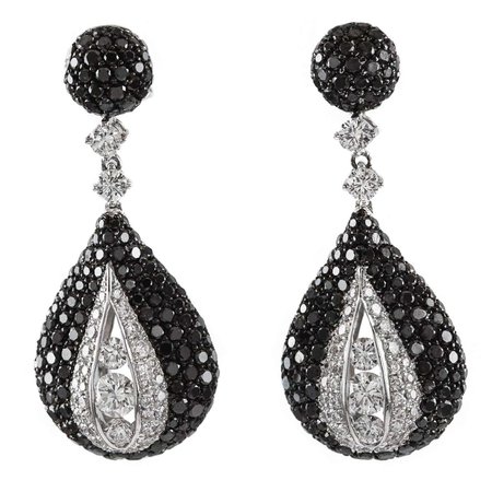 White and Black Diamond Gold Dangle Earrings For Sale at 1stDibs | black and gold dangle earrings