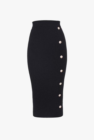 High Waisted Long Black Knit Skirt for Women - Balmain.com
