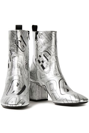 Silver Phuture printed metallic leather ankle boots | Sale up to 70% off | THE OUTNET | McQ Alexander McQueen | THE OUTNET