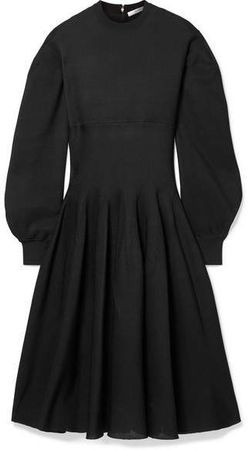 Ribbed Silk-blend Midi Dress - Black