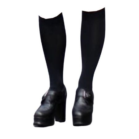 black knee high socks chunky platform heels png