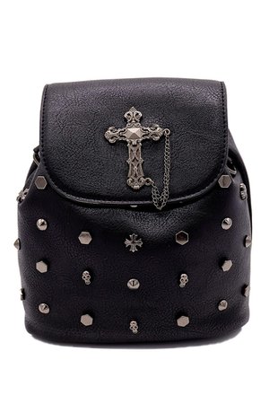 Metal Cross Black Gothic Backpack by GothX | Gothic