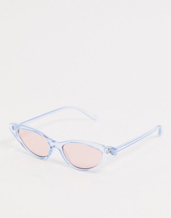 ASOS DESIGN blue clear frame glasses with baby pink lens | ASOS