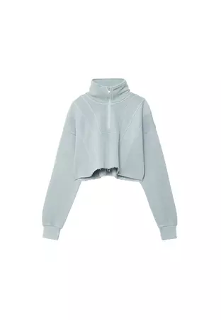 Cropped sweatshirt with zip - Women's See all | Stradivarius United States