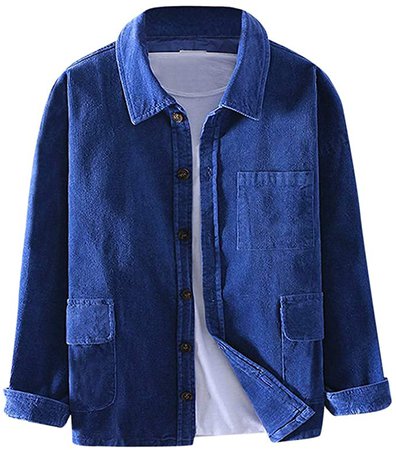 Coat for Men's Corduroy Solid Color Long Sleeve Button Casual Shirt Autumn Fashion Tops Loose Blouse M-3XL at Amazon Men’s Clothing store