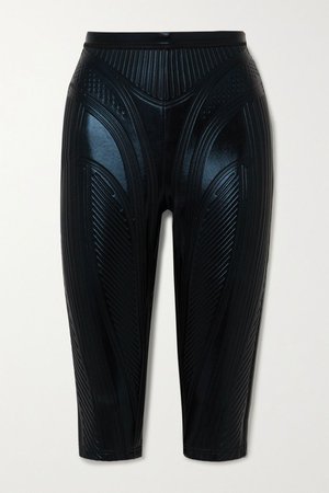 Black Embossed coated-scuba shorts | Mugler | NET-A-PORTER