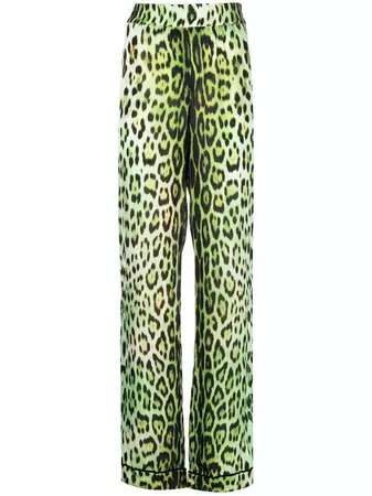 Roberto Cavalli leopard-print straight-leg Trousers