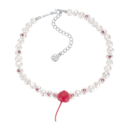 ElectricGirl / Pearl Perforated Gemstone Cherry Necklace – YVMIN