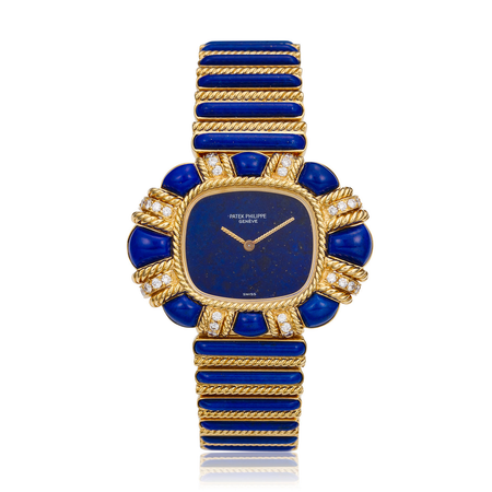 Patek Philippe gold, diamond, and lapis lazuli watch