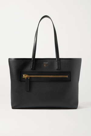 Textured-leather Tote - Black