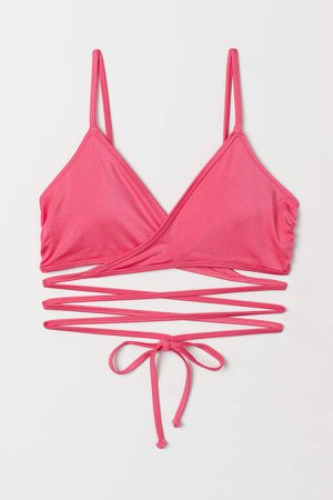 Wrapover Bikini Top - Pink