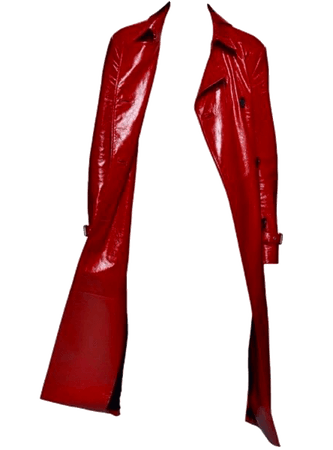 *clipped by @luci-her* Red Vinyl Leather Coat