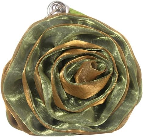 DEBIMY Rose Shaped Evening Bag Soft Satin Clutch Purse Floral Wristlet Handbag for Women Wedding Party Purse Military Green: Handbags: Amazon.com