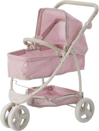Amazon.com: Olivia's Little World - Play Baby Doll Bassinet Stroller, Baby Doll Toy Pram Stroller Buggy for 5 Year Old Girls, Polka Dots Doll Stroller Princess 2-in-1 Baby Doll Playful Stroller - Pink/Gray : Toys & Games