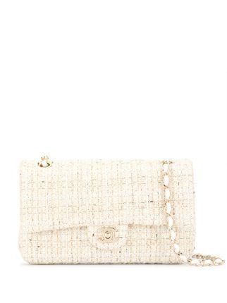 Chanel Maxi Pre-Owned Tweed Double Flap Chain Shoulder Bag | Farfetch.com