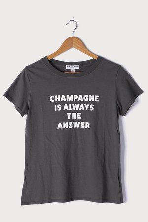 Sub_Urban Riot Champagne Is Always The Answer - Grey Graphic Tee - Lulus