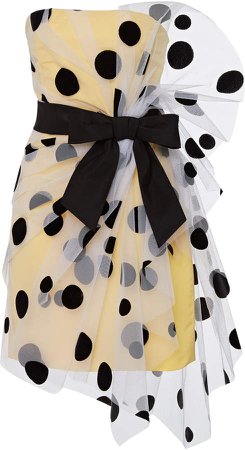 Carolina Herrera Polka-Dot Strapless Bow Dress Size: 0