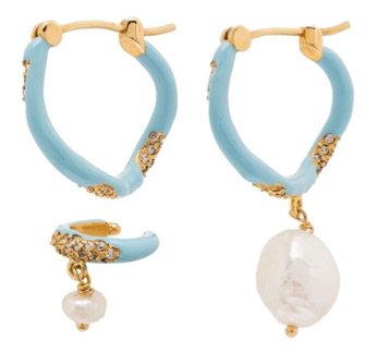light blue and gold earrings